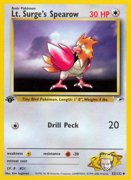 Pokemon Lt. Surge's Spearow 52/132 Gym Heroes