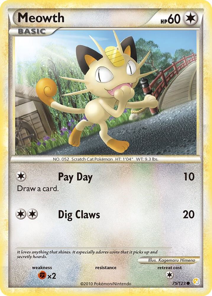 Pokemon Meowth 75/123 HeartGold & SoulSilver