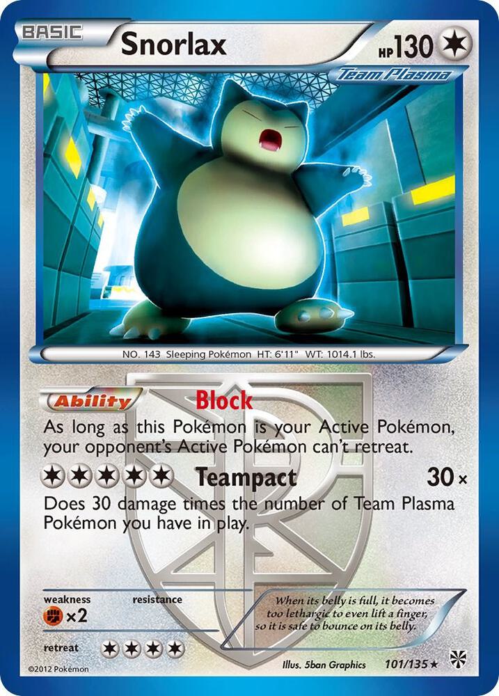 Pokemon Snorlax 101/135 Plasma Storm
