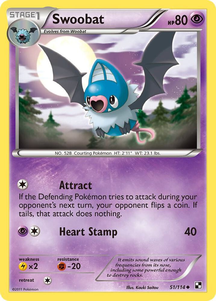 Pokemon Swoobat 51/114 Black & White