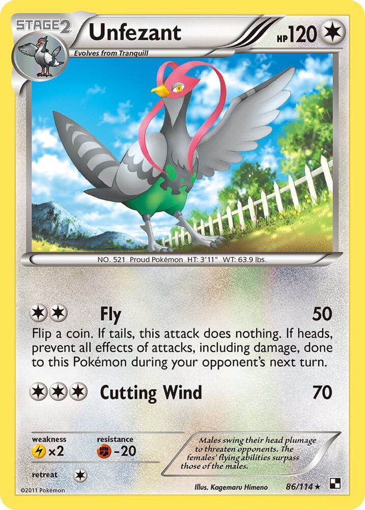 Pokemon Unfezant 86/114 Black & White