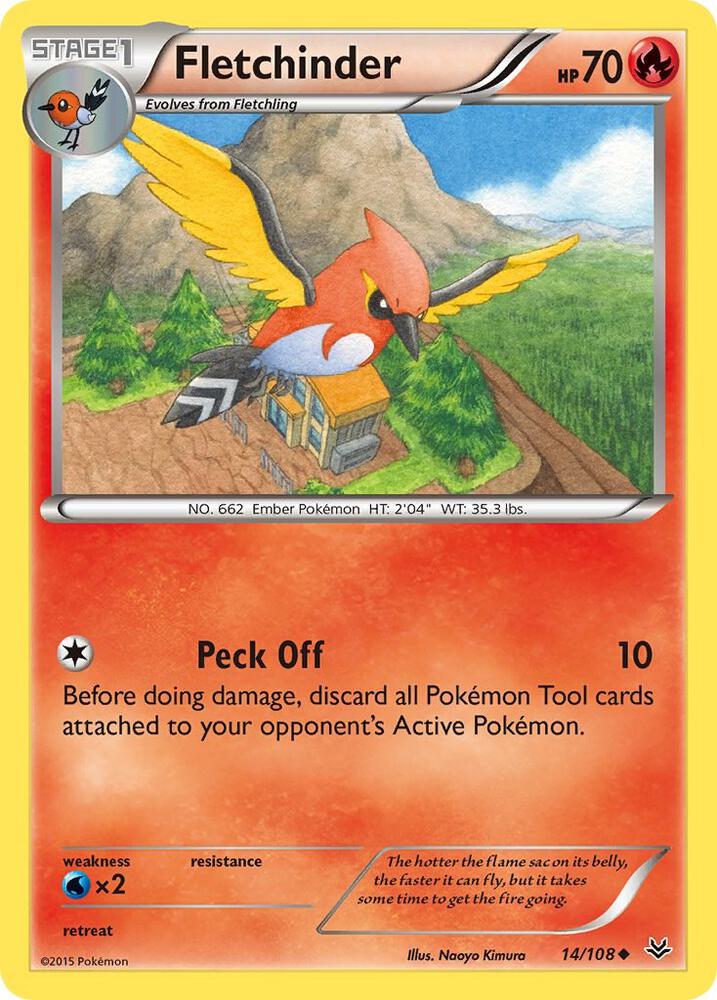 Pokemon Fletchinder 14/108 Roaring Skies