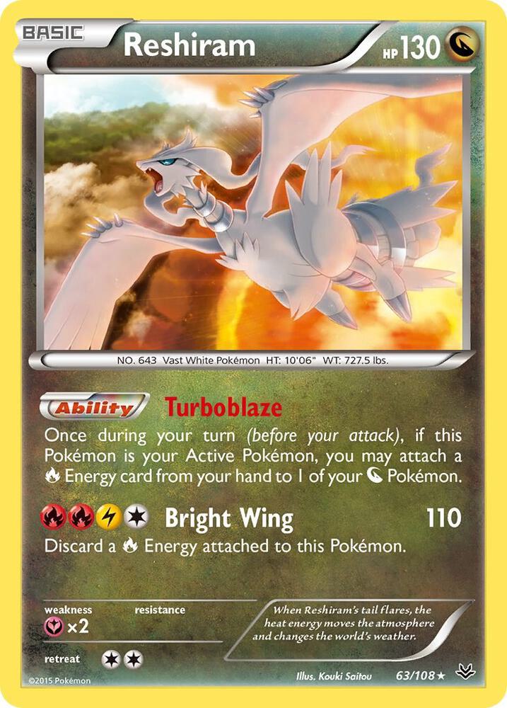 Pokemon Reshiram 63/108 Roaring Skies