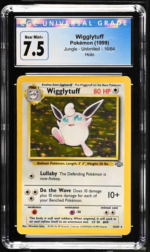 Pokemon Wigglytuff Jungle Unlimited Holofoil #16 CGC Graded Near Mint+ 7.5