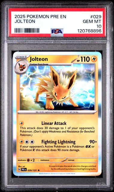 Pokemon Prismatic Evolutions Jolteon Holofoil #029 PSA Graded Gem Mint 10
