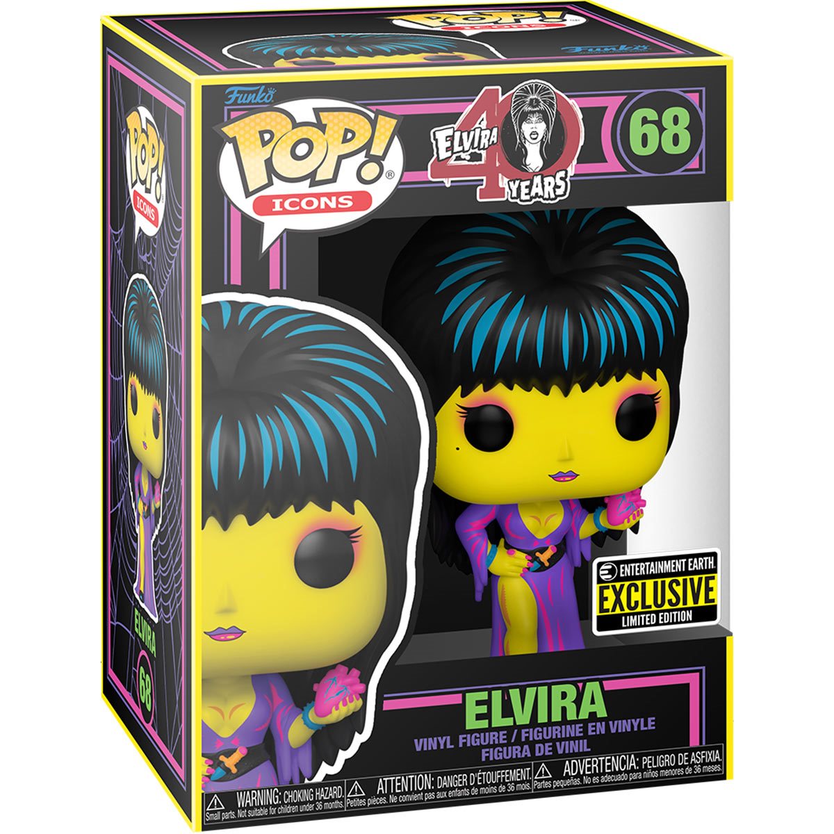 Funko Pop! Horror Mistress of the Dark - Elvira #68 Blacklight Entertainment Earth Exclusive