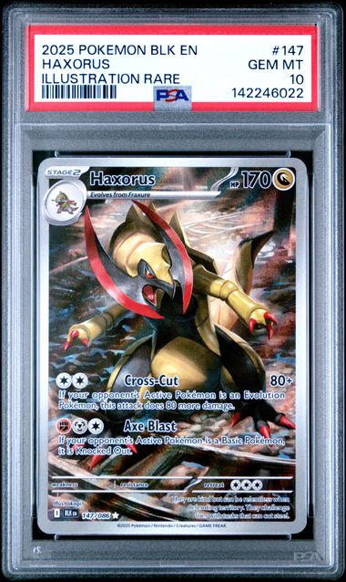 Pokemon Black Bolt Haxorus #147 Illustration Rare PSA Graded Gem Mint 10