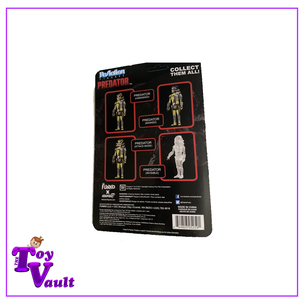 Super7 ReAction Figures Horror Predator - Cloaked (Invisible) Predator Glow in the Dark Entertainment Earth Exclusive 4 inch Figure