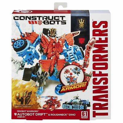 Hasbro Transformers Construct Bots Dinobot Warriors Autobot Drift & Roughneck Dino (61 Pieces)