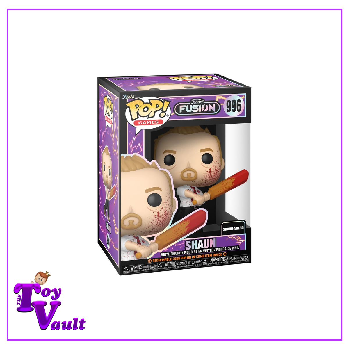 Funko Pop! Fusion Horror Shaun of the Dead - Shaun with Bat #993 (Bloody) with Redeemable Code
