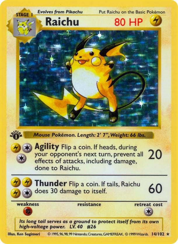Pokemon Raichu #14 Base Set