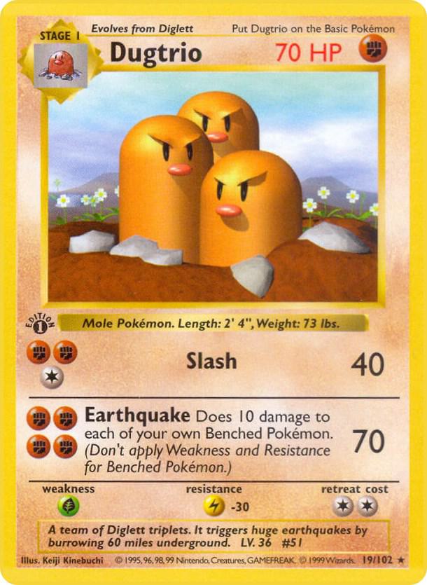 Pokemon Dugtrio #19 Base Set
