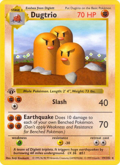 Pokemon Dugtrio #19 Base Set