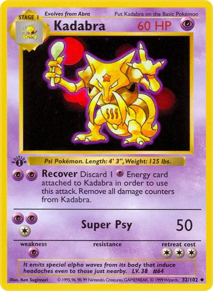 Pokemon Kadabra #32 Base Set