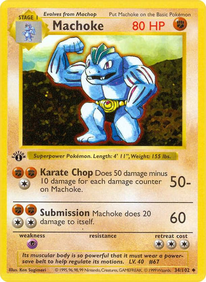 Pokemon Machoke #34 Base Set