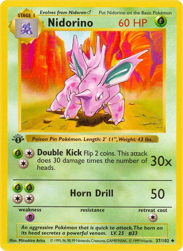 Pokemon Nidorino #37 Base Set