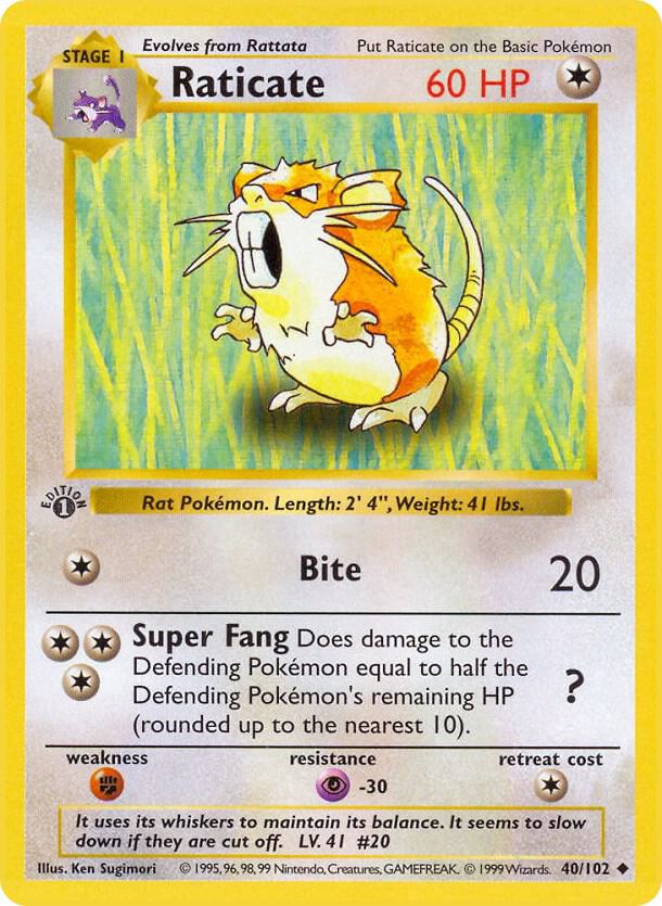 Pokemon Raticate #40 Base Set