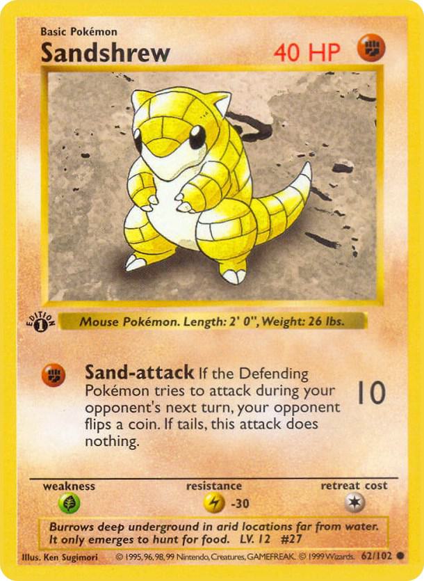 Pokemon Sandshrew #62 Base Set
