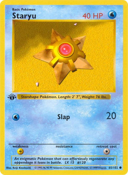 Pokemon Staryu #65 Base Set