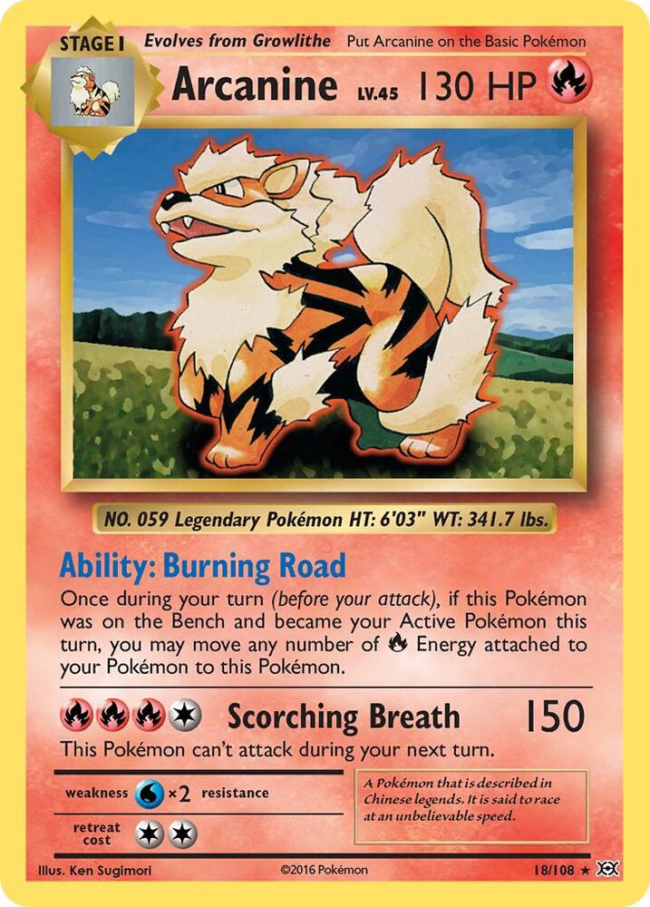 Pokemon Arcanine 18/108 Evolutions
