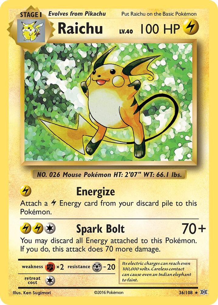 Pokemon Raichu 36/108 Evolutions