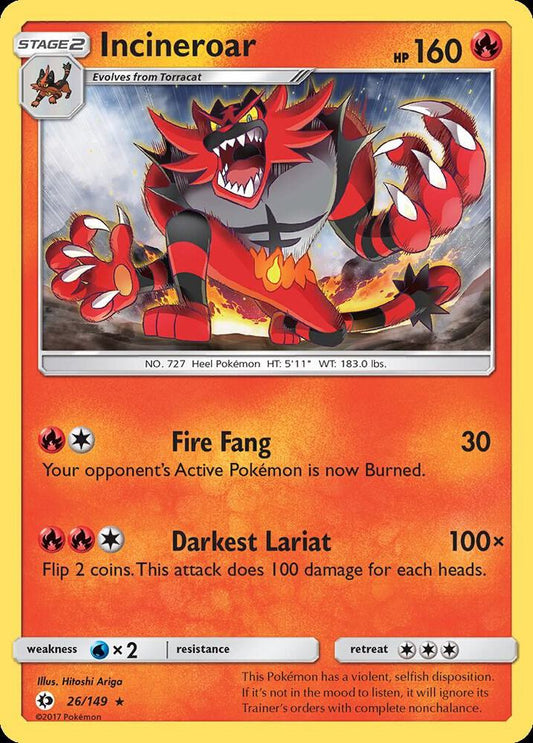 Pokemon  Incineroar  26/149  Sun & Moon