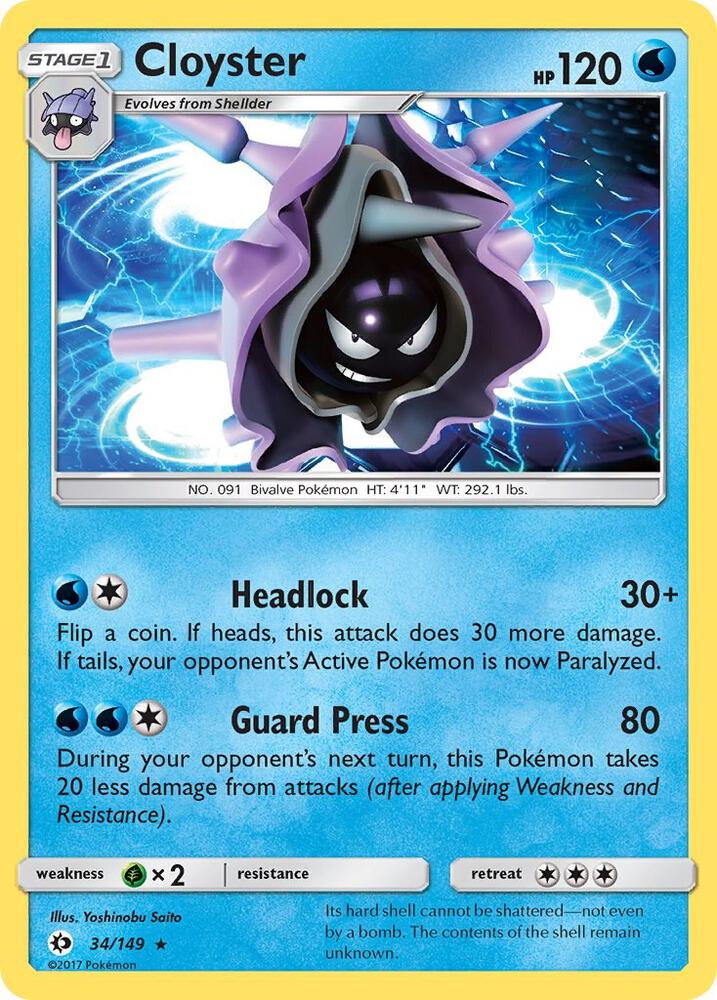 Pokemon Cloyster  34/149  Sun & Moon
