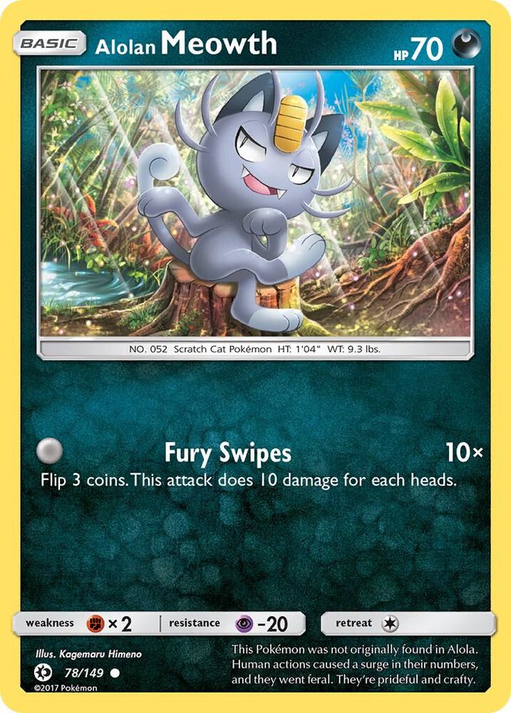 Pokemon Alolan Meowth  78/149  Sun & Moon