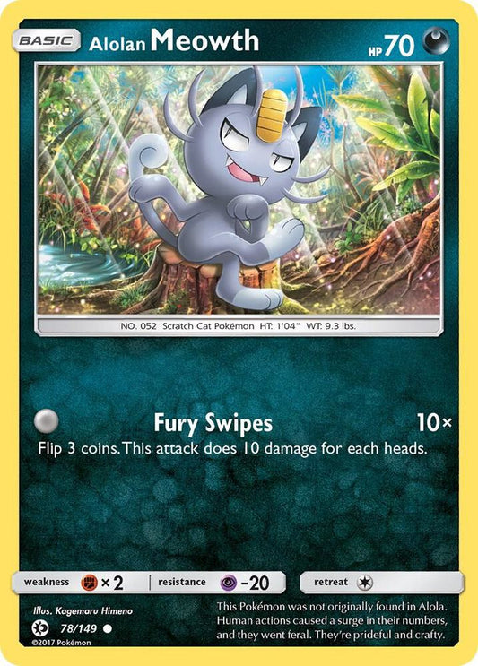 Pokemon Alolan Meowth  78/149  Sun & Moon