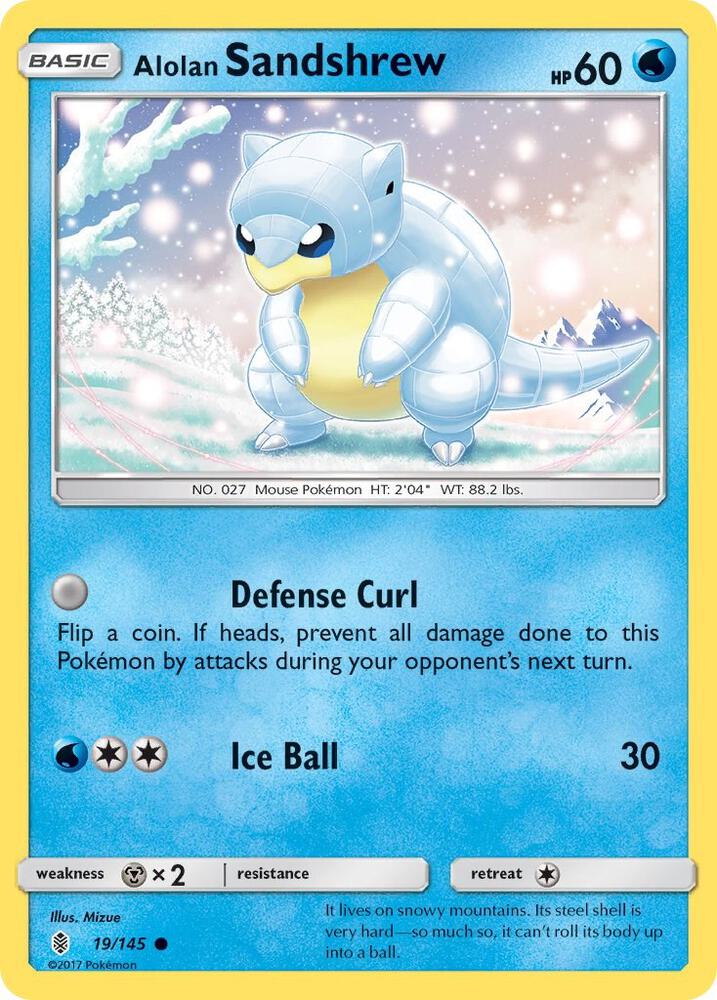 Pokemon Alolan Sandshrew 19/145 Guardians Rising