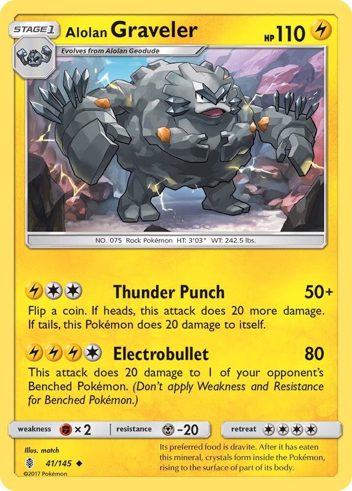 Pokemon Alolan Graveler 41/145 Guardians Rising