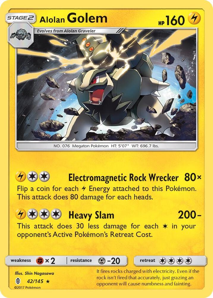 Pokemon Alolan Golem 42/145 Guardians Rising