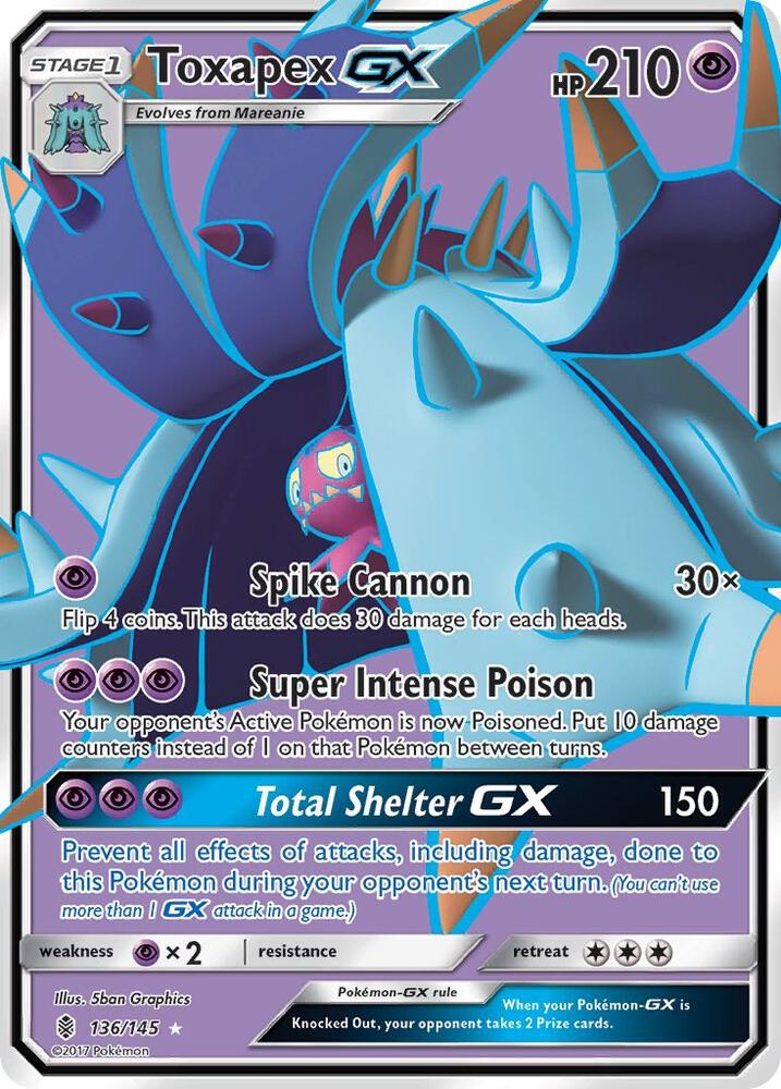 Pokemon Toxapex GX 136/145 Guardians Rising