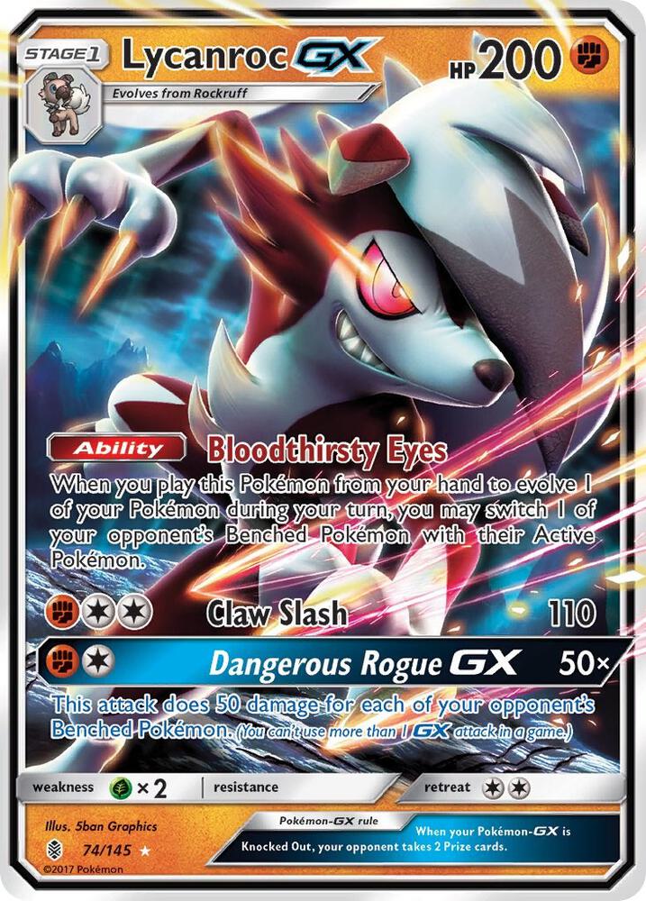 Pokemon Lycanroc GX 74/145 Guardians Rising