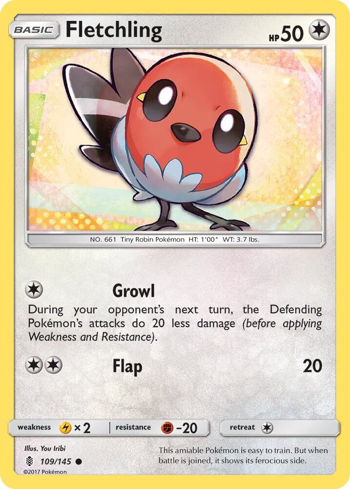 Pokemon Fletchling 109/145 Guardians Rising