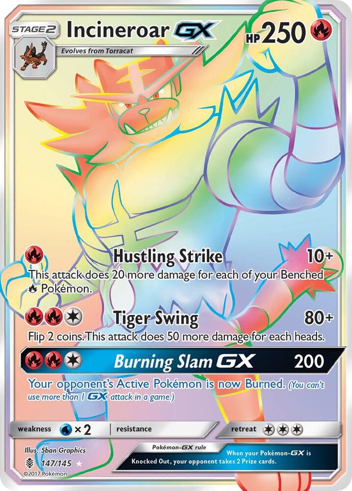 Pokemon Incineroar GX 147/145 Guardians Rising
