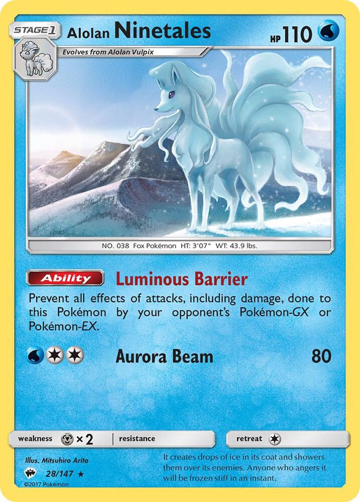 Pokemon Alolan Ninetales 28/147 Burning Shadows