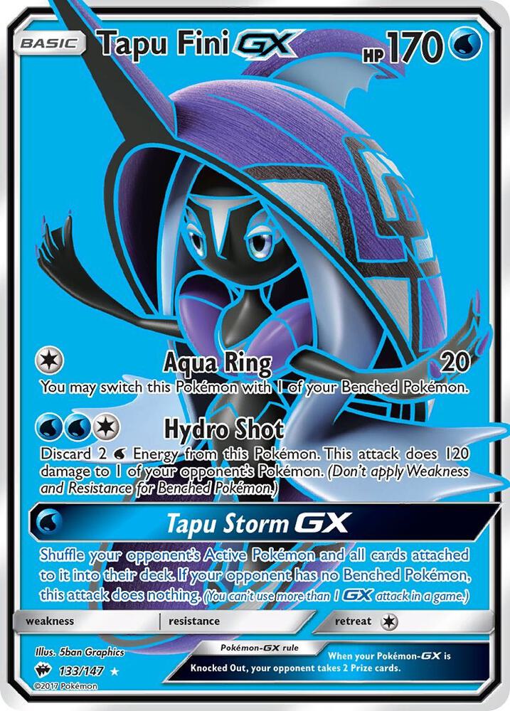 Pokemon Tapu Fini GX 133/147 Burning Shadows