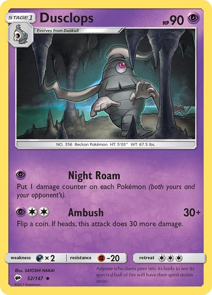 Pokemon Dusclops 52/147 Burning Shadows
