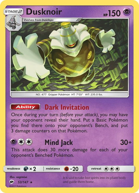Pokemon Dusknoir 53/147 Burning Shadows