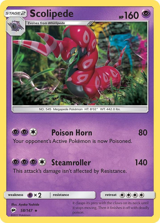 Pokemon Scolipede 58/147 Burning Shadows