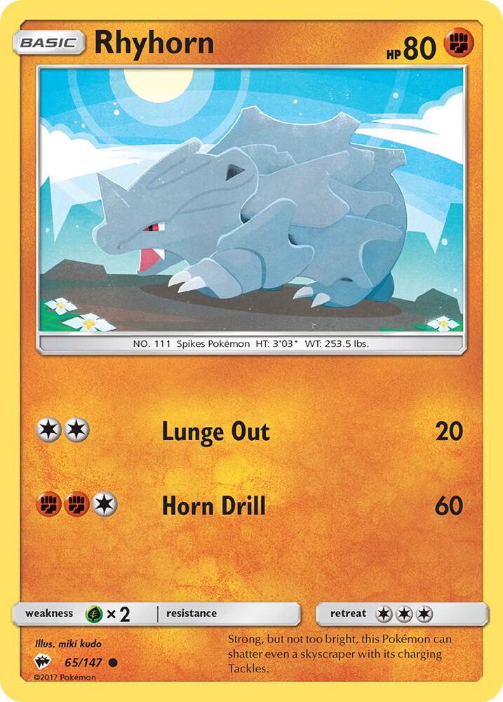 Pokemon Rhyhorn 65/147 Burning Shadows