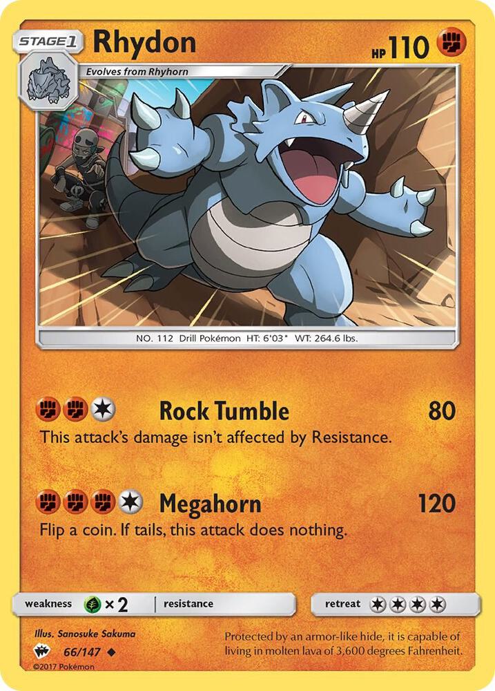 Pokemon Rhydon 66/147 Burning Shadows