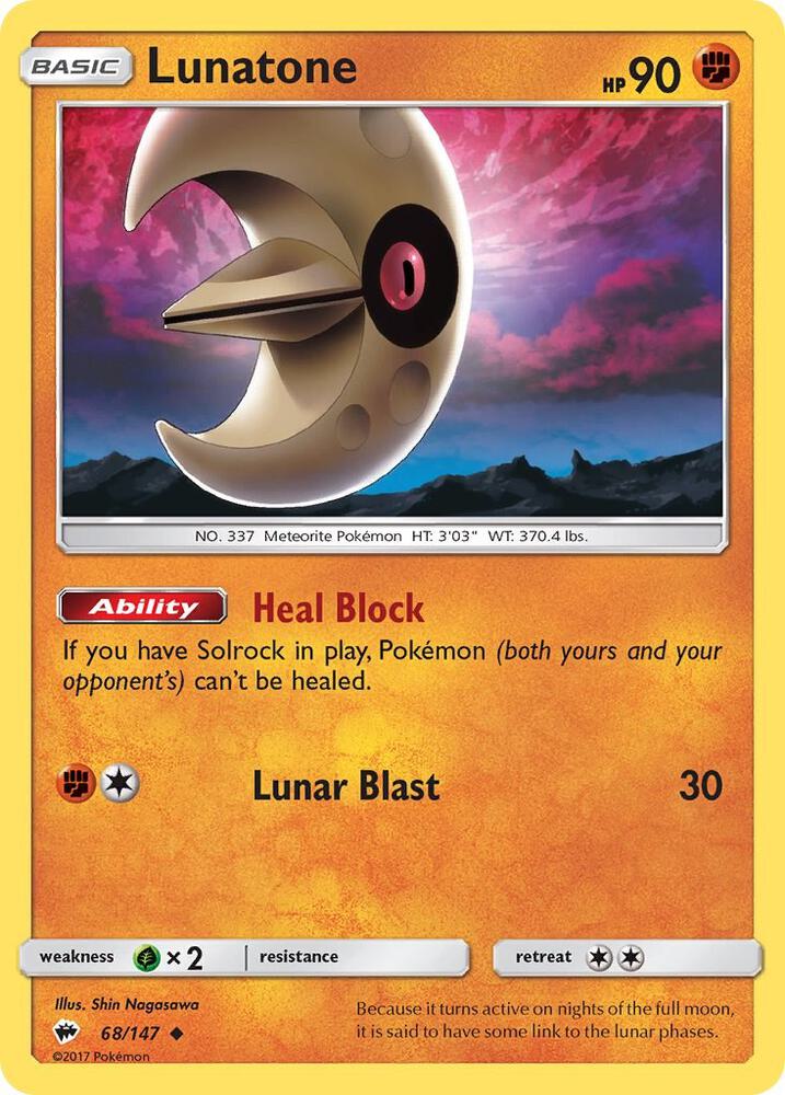Pokemon Lunatone 68/147 Burning Shadows
