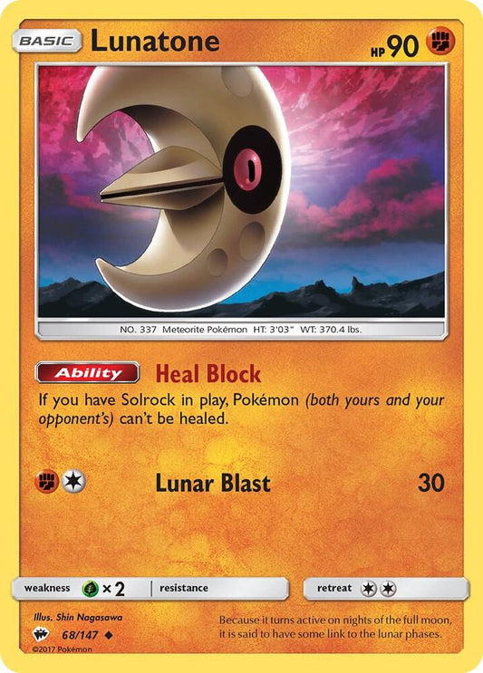 Pokemon Lunatone 68/147 Burning Shadows