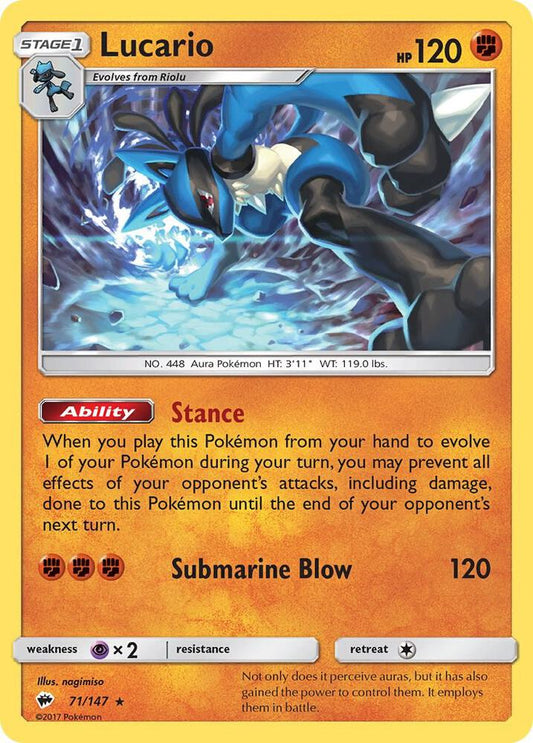 Pokemon Lucario 71/147 Burning Shadows