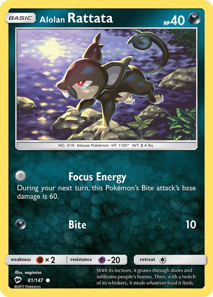 Pokemon Alolan Rattata 81/147 Burning Shadows