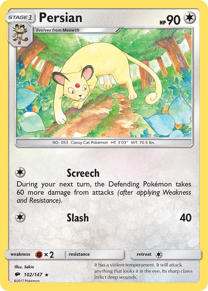 Pokemon Persian 102/147 Burning Shadows