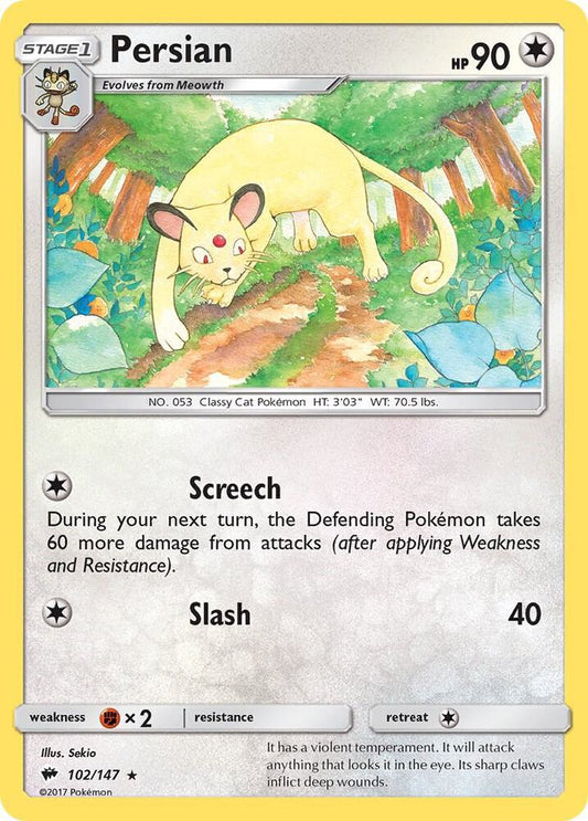 Pokemon Persian 102/147 Burning Shadows