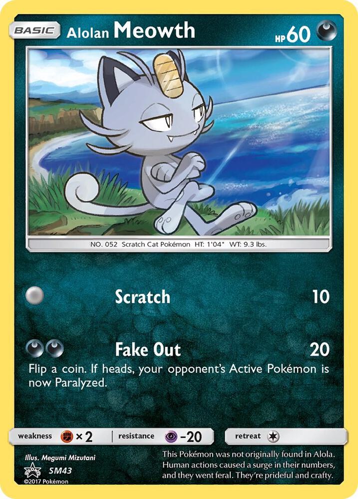 Pokemon Alolan Meowth SM43 SM Black Star Promos